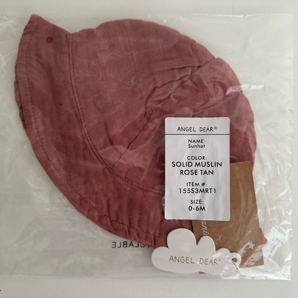 Angel Dear Sunhat - Solid Muslin Rose Tan Size 0-6 Months NWT - Picture 2 of 3